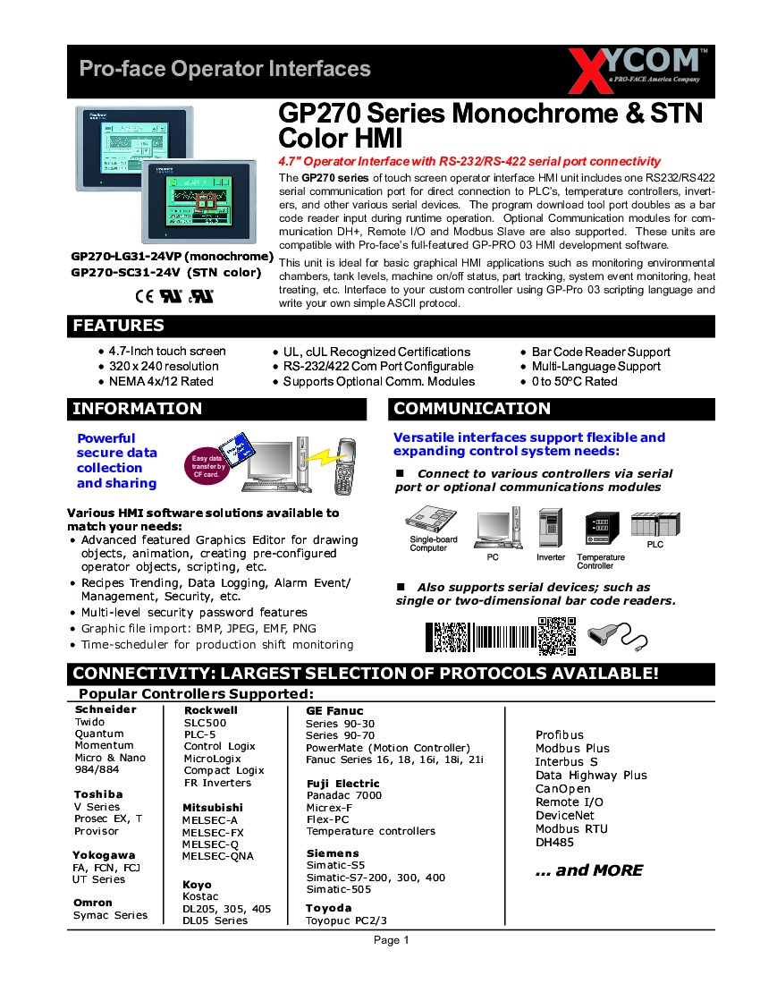 First Page Image of GP270-LG31-24V Datasheet.pdf